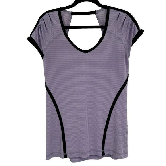 lululemon athletica Tops - Lululemon Run Team Spirit Tech Short Sleeve Top Lilac‎ Deep Coal Size 8